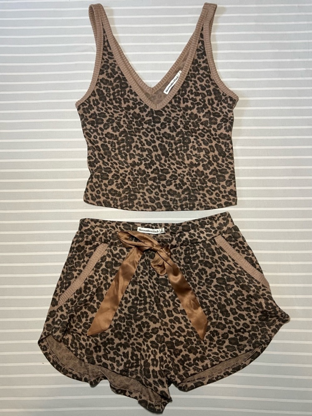 Abercrombie & Fitch Leopard Print Lounge Set Cami and Shorts